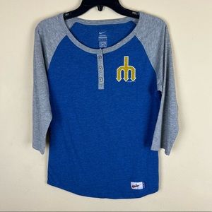 Nike | Seattle Mariners Blue Baseball Henley Shirt